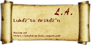 Lukáts Arikán névjegykártya